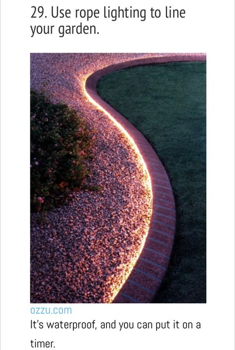 Garden wall light hack Easy Backyard, Landscape Edging, Backyard Lighting, Backyard Diy Projects, Rope Light, Garden Path, Garden Edging, Beautiful Backyards, Budget Backyard