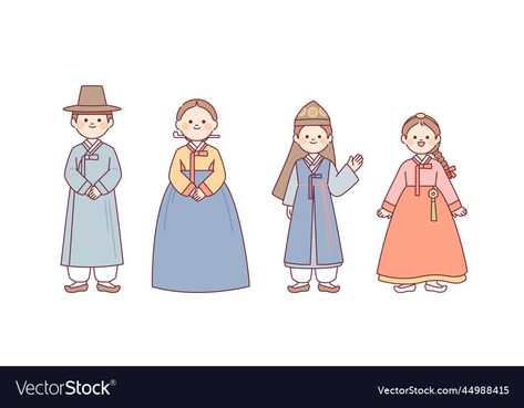 Hanbok Illustration, Hanbok Concept Art, Hanbok Cartoon, Hanbok Painting, Hanbok Drawing, Korean Art, Png Images, Vector Images, Vector Free