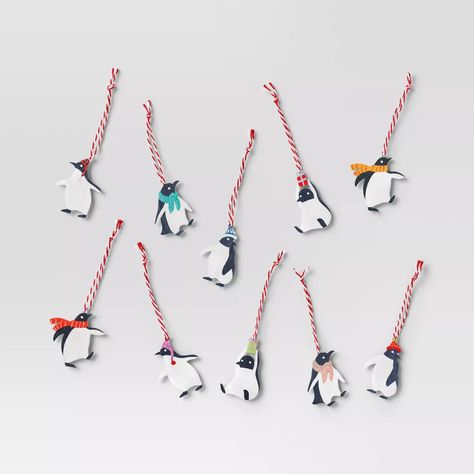 10pc Wood Penguin Christmas Tree Ornament Set - Wondershop™ : Target Christmas Basement, Wood Penguin, Dino Decorations, Penguin Christmas Tree, Penguin Christmas Decorations, Wood Snowflake, Indoor Holiday Decor, Candy Cane Christmas Tree, Penguin Christmas