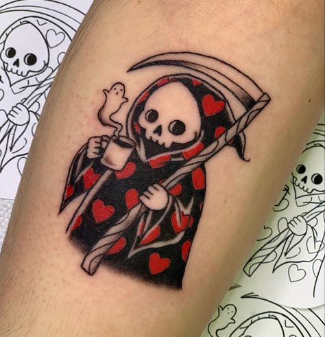 Necronomicon Tattoo, Friday 13 Tattoo Ideas, Fantasy Tattoo, Bestie Tattoos, Traditional Tattoo Inspiration, Grim Reaper Tattoo, Reaper Tattoo, 4 Tattoo, Tattoos Geometric