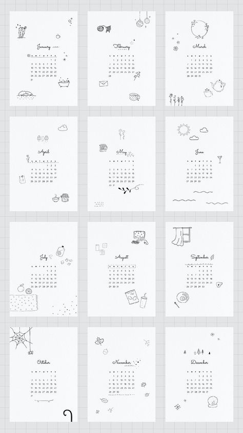 Doodle Calendar Ideas, Calendar Sketch, Calendar Drawing Ideas, Cute Doodle Drawing, Doodle Calendar, Drawing Calendar, Calendar Design Template, Calendar Background, Modern Calendar