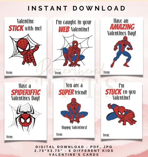 Spider Man Valentines, Spiderman Valentines, Superhero Valentines, Cards Valentines, Valentines Gift Bags, Printable Valentines Cards, Valentine Tags, Valentines Card, Valentine Card