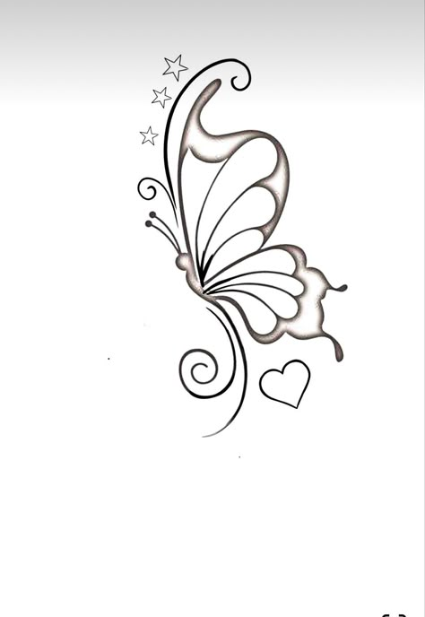 Heart Shaped Butterfly Tattoo, Wrist Tattoo Drawings, Butterfly Front Page Design, Butterfly Tattoo Designs Drawing, Small Cute Tattoos For Women Meaningful, Butterfly Tattoo Easy, Butterfly Tattoos With Names, Butterfly Drawing Sketches, Unique Butterfly Tattoo Creative