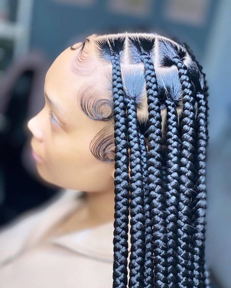 @naijahairstyles shared a photo on Instagram: “Big knotless braids 🤎 . . . Cc @jadeandjala . . . #braidinghairstyles #nigerianbraids #naijaBhairs #naijabriads #briadstyles…” • Nov 30, 2021 at 10:41am UTC Latest Braid Styles, Nigerian Braids, Large Knotless, Best Braid Styles, Dread Locks, Braids Pictures, Hair Clipart, Braiding Styles, Silver Hair Clip