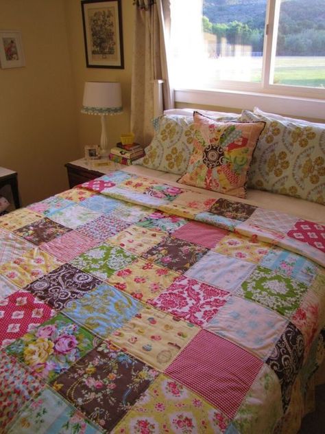 Making Patches, Crochet Bedsheets, Big Block Quilts, Country Quilts, Beginner Quilt Patterns, Pretty Quilt, Quilting For Beginners, Rag Quilt, Patch Quilt