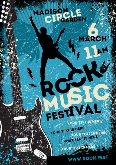 ROCK MUSIC POSTER Music Concert Invitation Card Design, Rock Music Festival Poster, Music Concert Poster Design, Festival Website, Guitar Poster, Rock Music Festival, Poster Rock, College Poster, Photoshop Flyer