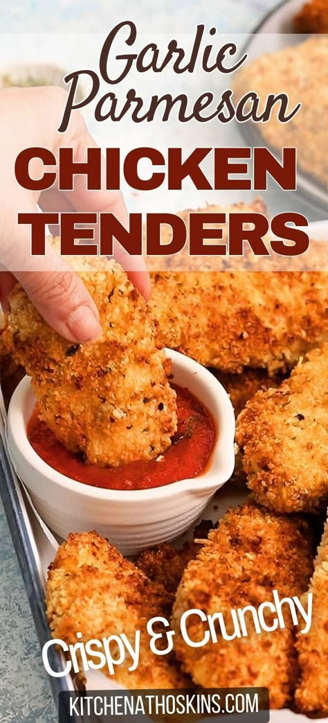 Learn how to make the crispy air fryer chicken tenders recipe that's easy, healthy, perfect for kids, can be frozen and is one of the best air fryer chicken recipe. Use boneless chicken breasts or tenderloins for an irresistible garlic parmesan flavor. Get this panko breaded air fryer chicken tenders recipe at kitchenathoskins.com. Easy Panko Chicken Tenders, Air Fryer Garlic Parmesan Chicken Tenders, Ideas For Chicken Tenderloins, Boneless Chicken Tenders In Air Fryer, Dorito Chicken Tenders Air Fryer, Weight Watchers Chicken Tenders Recipes, Air Fryer Chicken Tenderloins Breaded, Tenderloins Chicken Recipes, Breaded Airfry Chicken