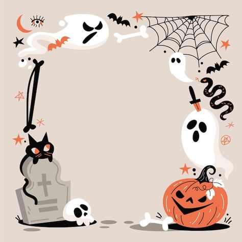 Plantilla de marco de halloween plano di... | Free Vector #Freepik #freevector #marco-halloween #todos-santos #marco-plantilla #plantillas Halloween Photo Frames, Marcos Halloween, Halloween Invitaciones, Halloween Club, Halloween Frame, Halloween Frames, Halloween Vector, Halloween Party Diy, Halloween Illustration