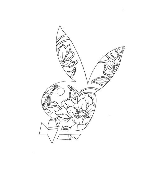 Tattoo Stencil Outline With Shading, Girly Tattoo Stencils, Playboy Tattoo Design, Tattoo Templates Stencil, Printable Tattoo Designs Stencil, Tattoo Outline Drawing Stencil, Blitz Tattoo, Half Sleeve Tattoos Drawings, Cartoon Tattoo