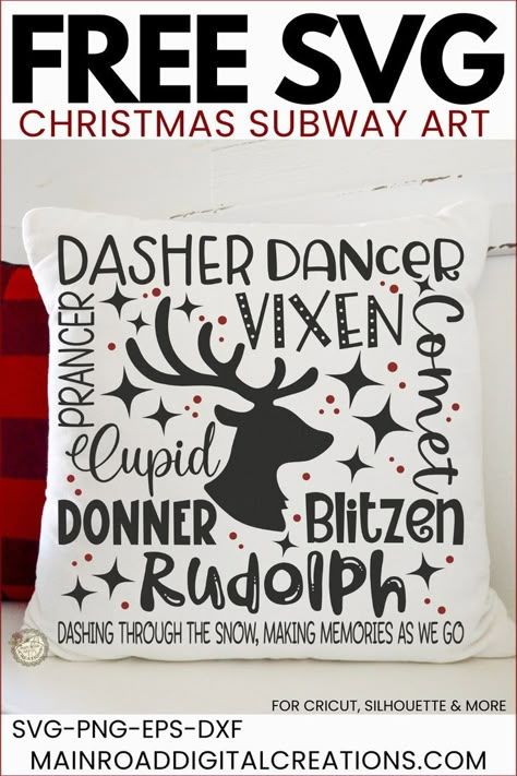 Christmas subway art SVG free, reindeer names SVG free, DIY Christmas crafts, Cricut cut files, Christmas crafting, Rudolph SVG free, vinyl projects, Free Cricut cut files for Christmas, Christmas home decor crafts, Holiday crafting, sublimation Christmas designs Christmas Svg Files Free, Christmas Subway Art, Canvas Tutorial, Sublimation Crafts, Reindeer Names, Cricut Explore Projects, Reverse Canvas, Dashing Through The Snow, Christmas Cut Files