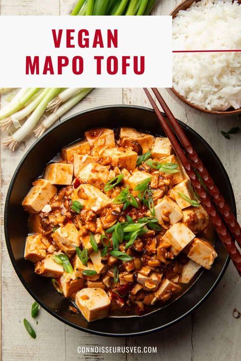 Chinese Tofu Recipes, Vegan Mapo Tofu Recipe, Tofu Recipes Vegan, Mapo Tofu, Tofu Dishes, Silken Tofu, Asian Inspired Recipes, Bean Curd, Spicy Sauce