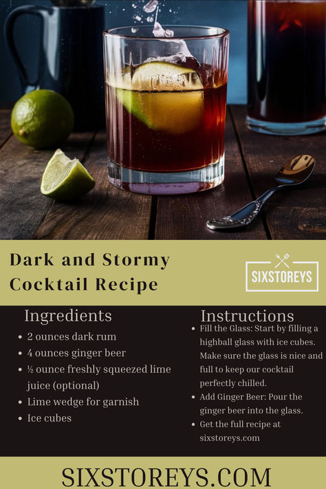 Dark and Stormy Cocktail Recipe Dark And Stormy Drink Recipes, Dark And Stormy Drink, Dark And Stormy Cocktail, Dark N Stormy Cocktail, Dark And Stormy, Dark N Stormy, Perfect Dark, Drinks Alcohol, Alcohol Drinks