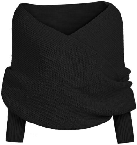 Black cross body cozy sweater l fall winter fashion style outfit Scarf With Sleeves, Knit Black Sweater, Warm Knit Sweater, Cross Sweater, Sweaters Black, Black Shirts, Elegant Scarves, Winter Shawl, Knitted Cape