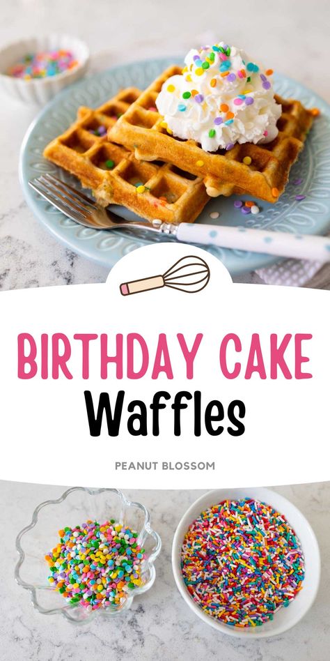 Birthday Baking Recipes, Birthday Cake Waffles, Easy Birthday Treats, Morning Birthday, Cake Waffles, Easy Birthday Cake, Homemade Birthday Cake, Birthday Morning, School Morning