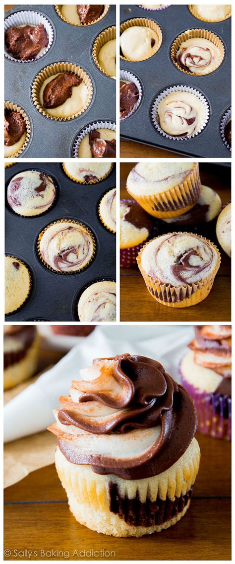 How to make Homemade Marble Cupcakes - get the recipe at sallysbakingaddiction.com Sully Cake, Marble Cupcakes, Cupcakes Homemade, Cake Mini, Dessert Cupcakes, Yummy Cupcakes, Savoury Cake, Food Cakes, How To Make Homemade