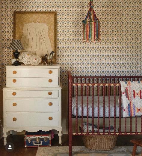 Nursery Architectural Digest, Architectural Digest Nursery, Eclectic Nursery Girl, Whimsy Nursery, Eclectic Baby Room, English Cottage Nursery, Eclectic Baby Nursery, Whimsical Baby Nursery, Earthy Nursery