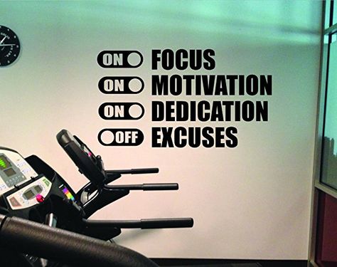 Workout Wall Decal, Classroom Wall Decal, Motivational Wall Decal FOCUS ON MOTIVATION ON DEDICATION ON EXCUSES OFF Gym Wall decal Vinyl Wall Decals Bedroom, Gym Wall Stickers, Gym Wall Decal, Classroom Wall Decor, Office Wall Decals, Wall Decals For Bedroom, Gym Room, Gym Quote, Gym Decor