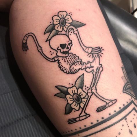 Miss Poppy on Instagram: “🖤💀silly symphonies skeleton!💀🖤 thanks @nevilkee !😊 see you soon!✌🏼 #disneytattoos #skeletontattoo #sillysymphonies #tattooist…” Silly Symphonies, Silly Skeleton, Silly Symphony, Skeleton Tattoo, Skeleton Flower, C Tattoo, Skeleton Tattoos, Tattoo Portfolio, Poke Tattoo