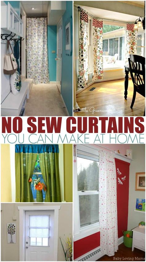 Rideaux Boho, Sew Curtains, Curtains Diy, Easy Home Improvement Projects, Homemade Curtains, No Sew Curtains, Plain Curtains, Drop Cloth Curtains, Farmhouse Curtains