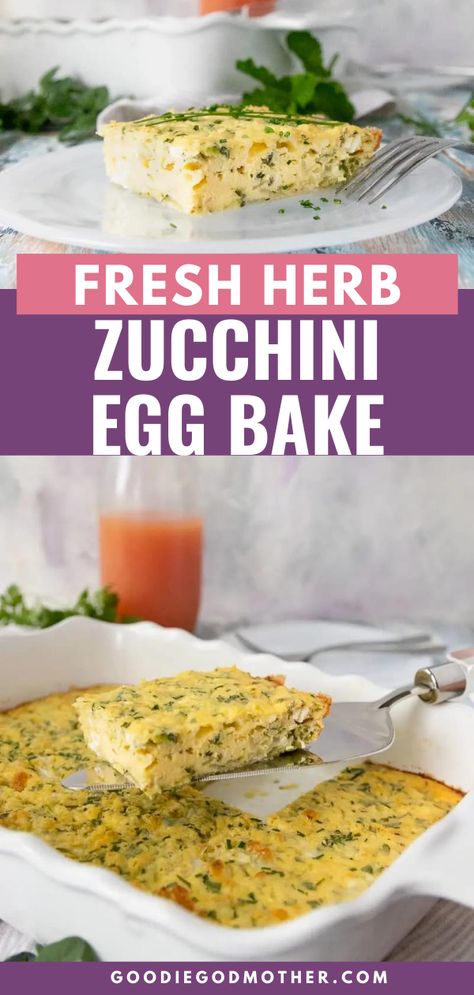 This fresh herb zucchini bake is the perfect brunch dish. This recipe is easy to make and can go from garden to oven in just a few minutes. This egg bake is full of fresh flavors and loaded with veggies. The fresh herbs, zucchini, and eggs pair beautifully with the feta cheese making a wonderful healthy savory brunch dish. Zucchini Egg Bake, Egg Bake Recipe, Zucchini Egg, Savory Brunch, Zucchini Bake, Egg Cupcakes, Baked Eggs Recipe, Egg Bake, Healthy Eggs