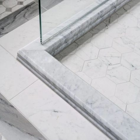 Granite and Marble Threshold for Door and Kitchen at Best Price – Stone Tile Mosaics Marble Doorway, Marble Threshold, Shower Curb, Tile Mosaics, Granite And Marble, Shower Sizes, Shower Installation, Marble Showers, White Windows