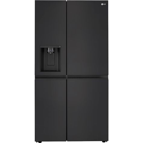 Large Refrigerator And Freezer, Freezer Storage Bins, Modern Fridge, Black Fridge, Black Fridges, Large Refrigerator, Black Energy, Kitchen Prices, Side By Side Refrigerator