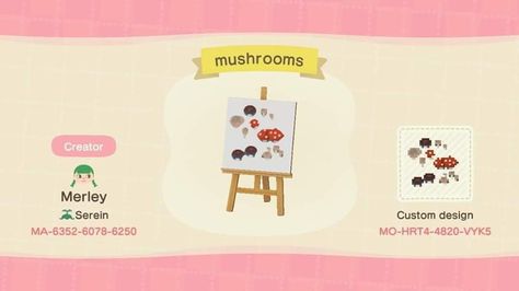 Animal Crossing Mushrooms Design Acnh Mushroom, Motif Acnl, Animal Crossing Qr Codes Clothes, Path Design, Qr Codes Animal Crossing, New Animal Crossing, Mushroom Design, Animal Crossing Game, Island Design