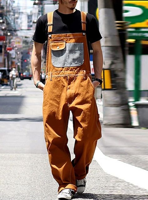 Jumpsuits For Men Street Styles, Spring Style Men Casual, Mens Overalls Outfits Aesthetic, Bilersot Style, Mens Artist Fashion, Fall Outfits Men Streetwear 2023, Funky Style Outfits Men, Fun Mens Fashion, Men’s Overalls