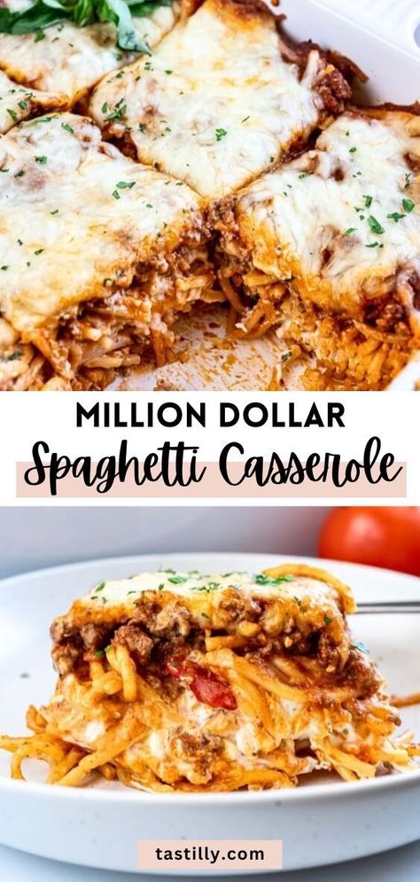 Million Dollar Spaghetti is a fun twist on the classic lasagna recipe. Million Dollar Spaghetti Casserole, Spaghetti Bake, Classic Lasagna Recipe, Million Dollar Spaghetti, Spaghetti Casserole, Ricotta Pasta, Pasta Dinner Recipes, Baked Spaghetti, Spaghetti Recipes