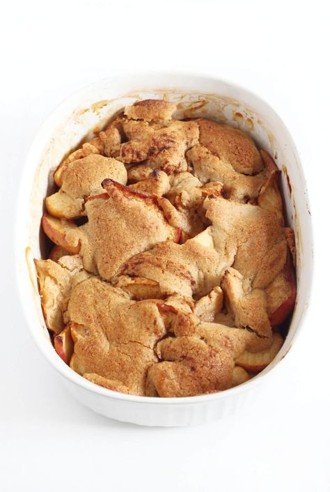 Gluten-Free Apple Cobbler (Vegan, Allergy-Free) | Strength and Sunshine | This easy Gluten-Free Apple Cobbler is the best old-fashioned fall dessert! Vegan and allergy-free, made with fresh sliced tender-baked apples and a warm buttery biscuit dough topping. A quick and simple rustic recipe with no peeling required. Fragrant, cinnamony, and not overly sweet. Serve it warm from the oven with your favorite dairy-free vanilla ice cream! Gluten Free Apple Cobbler, Dairy Free Vanilla Ice Cream, Gluten Free Apple Pie, Gluten Free Apple, Dessert Vegan, Rustic Recipes, Apple Cobbler, Seasonal Fruit, Biscuit Dough