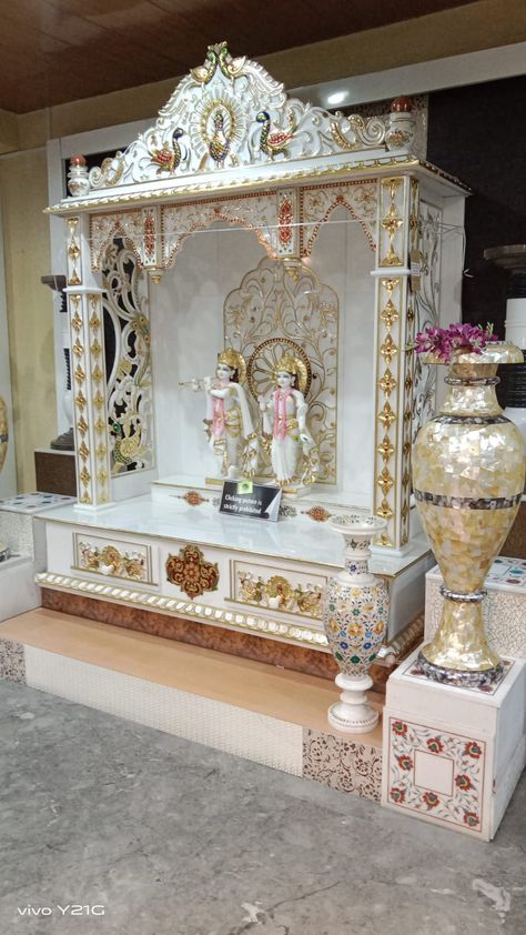 Altar Furniture, Interior Design Guidelines, Marble Mandir, Mandir Ideas, Corian Temple, Mandir Decor, Favourite List, Deity Clothes, Wooden Mandir