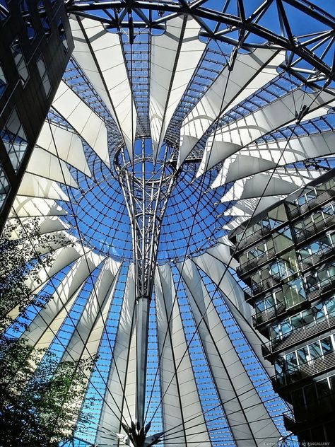 Berlin - Sony Center Sony Center Berlin, Sony Center, Architecture Space, Gross Domestic Product, Berlin Berlin, Roof Structure, Unique Architecture, Cultural Center, Space Time