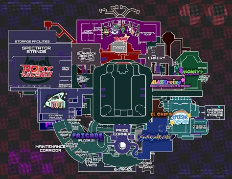 Security Breach Aesthetic, Fnaf Theories, Fnaf Minecraft, Vibes Poster, Fnaf Crafts, Fnaf Night Guards, Map Layout, Fnaf Security Breach, Fnaf Oc