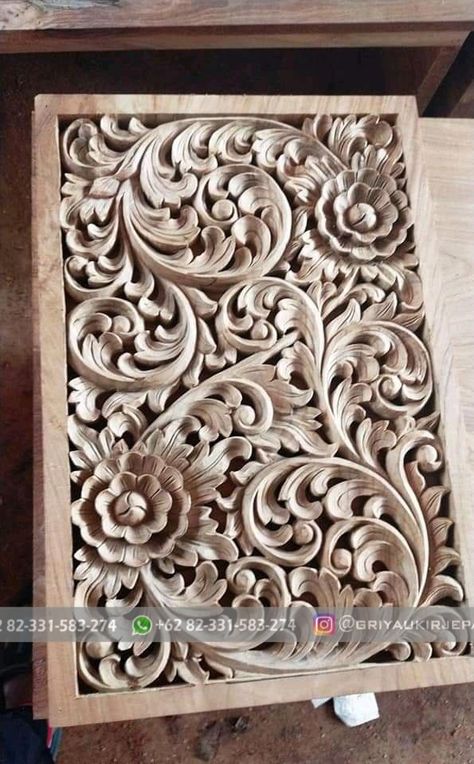 Ukiran kayu jati Wooden Wall Art Panels, Cement Art, Wood Carving Designs, Flower Carving, Carving Designs, Panel Wall Art, Diy Art Painting, Wooden Wall Art, House Designs Exterior