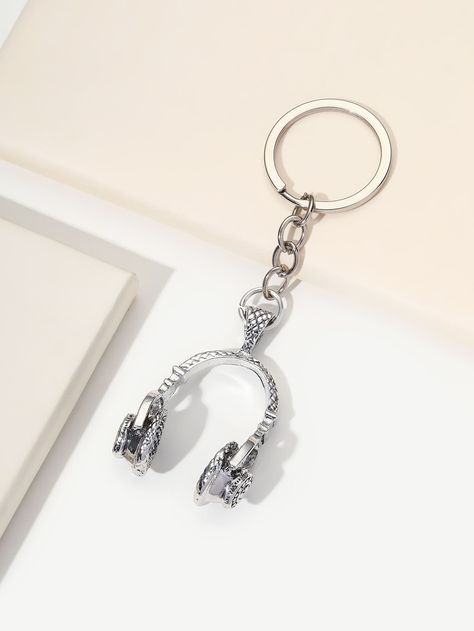 Headphone Keychain, Headphones Charm, Keychain Silver For Him, Silver Music-themed Jewelry With Charms, Music-themed Jewelry Charms For Gifts, Charm Keychain, Key Holder, Key Ring, Key Rings