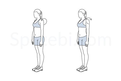 Shoulder rolls exercise guide with instructions, demonstration, calories burned and muscles worked. Learn proper form, discover all health benefits and choose a workout. Calf Raises Exercise, Workouts Without Equipment, Back Fat Workout, Calories Burned, Killer Workouts, Shin Splints, Calf Raises, Weekly Workout, Fat To Fit