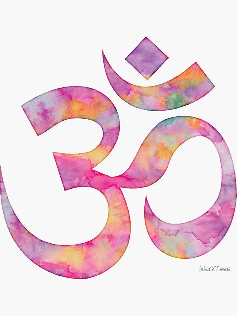 "Watercolor Om Ohm Yoga Symbol" Sticker for Sale by MarkTees | Redbubble Om Drawing Artworks, Om Symbol Art Wallpaper, Ohm Symbol Wallpapers, Watercolor Polaroid, Ohm Art, Om Painting Om Symbol, Ohm Sign, Yoga Watercolor, Om Symbol Art