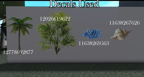 Palm Tree Code Bloxburg, Aquarium Bloxburg, Bloxburg Realistic Plant Decal Codes, Bloxburg Tropical Decals, Palm Tree Codes Bloxburg, Palm Tree Decal Codes Bloxburg, Tree Decal Codes Bloxburg, Bloxburg Palm Tree Decal, Palm Tree Decals Bloxburg