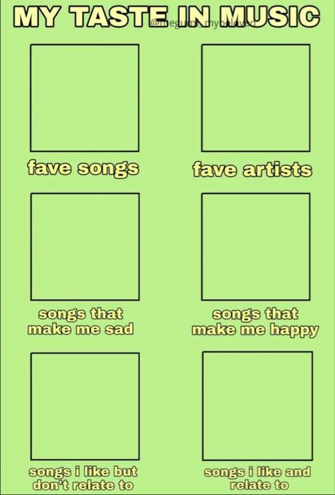 Favorite Music Template, Music Playlist Template, Favorite Songs Template, My Music Taste Template, My Taste In Music Template Blank, Every Album Has Template, Music Taste Template, Tiktok Templates To Fill Out, Song Template