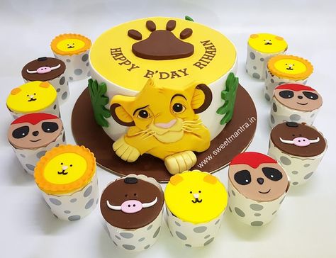 Lion King theme customized cake n cupcakes - cake by Sweet Mantra - Customized 3D cakes, Designer Wedding/Engagement cakes in Pune King Wedding Theme, Lion King Wedding Theme, Lion King Wedding, Cake Lion, Lion Cupcakes, Lion King Birthday Party Ideas, Lion King Birthday Party, Lion Cake, Customised Cakes