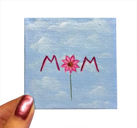 Mother's Day Painting Ideas Canvases, Painting Mini Canvas, Mom Painting, Diy Craft Ideas For Kids, Mothers Day Drawings, Mother's Day Crafts For Kids, Mother Painting, Mini Toile, Mother's Day Gift Card