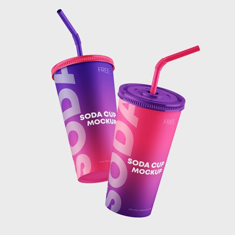 Free Paper Soda Cup Mockups in PSD Plastic Cups Design, Drinks Soda, Lemonade Juice, Paper Cup Design, Shake Cup, Ice Cream Logo, Package Mockup, Soda Cup, Coffee Shop Branding