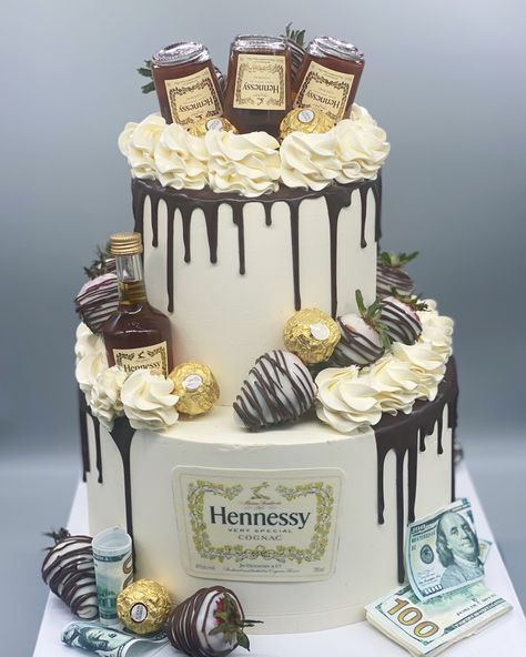 2 Tier Cake For Men, Hennessey Cake, Alcohol Cakes, Alcohol Birthday Cake, Hennessy Cake, Liquor Cake, Baby Boy Cake Topper, Alcohol Cake, Tiered Cakes Birthday