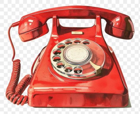 Old Red Telephone, Old Telephone, Rotary Dial Phone, Red Png, Rotary Phone, Png Vintage, Retro Phone, Vintage Telephone, Old Phone