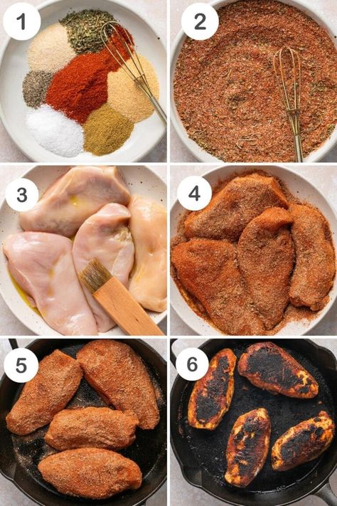 Here's an easy recipe for the most delicious, flavorful, and versatile Blackened Chicken! Made with a blend of simple pantry seasonings, this chicken is effortlessly tasty and can be enjoyed with sides, in tacos, on salads, and more! Blackened Chicken Seasoning, Easy Blackened Chicken, Blackened Chicken Recipe, Blackened Seasoning, Simple Pantry, Blackened Chicken, Homemade Spice Blends, Food Meals, Homemade Spices