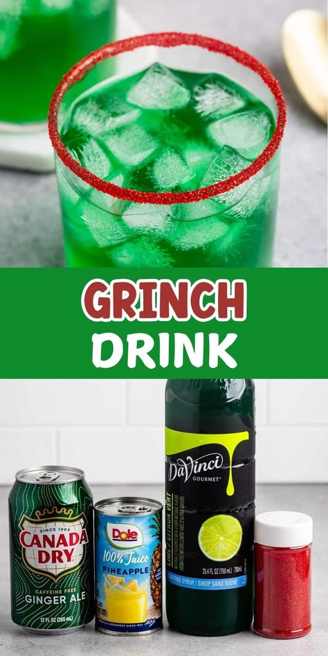 Make a Grinch Drink for Christmas! This easy lime punch is a non-alcoholic drink perfect for a fun holiday party. Non Alcoholic Grinch Drink, Grinch Drink Non Alcoholic, Grinch Mocktail Recipe, Grinch Drinks For Kids, Grinch Alcoholic Drink, Grinch Mocktail, Drinks Nonalcoholic Easy, Festive Christmas Food, Make A Grinch