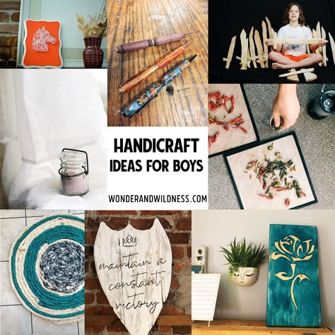 Handicraft Ideas for Boys • WONDER + WILDNESS Handicrafts Ideas, Handicraft Ideas, Kids Handicraft, Homeschool Crafts, Homeschool Help, Finger Knitting, Crafts For Boys, Homeschool Art, Homeschool Activities