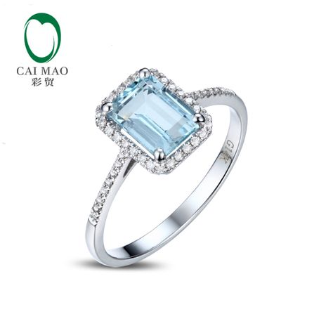 1.52ct Emerald Cut 6x8mm Blue Aquamarine Pave Diamond 14k Gold Engagement Ring Blue Diamond Engagement Ring, Solid Gold Rings, Aquamarine Rings, Aquamarine Blue, Natural Aquamarine, Topaz Ring, Gold Engagement Rings, Blue Diamond, Womens Engagement Rings