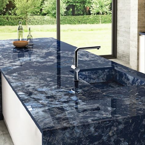 "PERSIAN BLUE" An old soul, a modern styling. #800x2400mm perfect luxury for modern luxury home. Design:- Persian Blue Size:- 800×2400 mm Thickness:- 15 mm Surface:- Glossy (Polished) Material:- Porcelain (Full Body) Uses:- Kitchen platforms, Reception table, Stair cases, Bathtub, Furniture, Wall and Floor Kitchen Platform, Blue Kitchen Walls, Modern Luxury Home, Kitchen Slab, Porcelain Countertops, Porcelain Slab, An Old Soul, Indoor Outdoor Kitchen, Interior Design Your Home