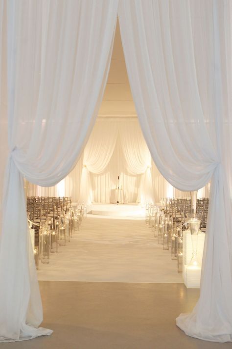 Ceremony Decorations Indoor, Ceremony Backdrop Indoor, Wedding Ceremony Decorations Indoor, Wedding Drapery, Wedding Reception Entrance, Wedding Reception Lighting, Wedding Venues Indoor, Wedding Ceremony Ideas, Indoor Wedding Ceremonies